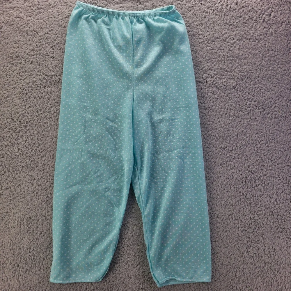 Vintage Pajama Party Kids Size 6 Polka Dot 2pc Pajama Set Blue 90s USA